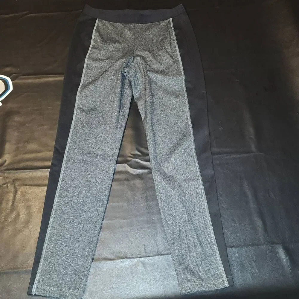 Eileen Fisher Womens Black Gray Herringbone Pants Small